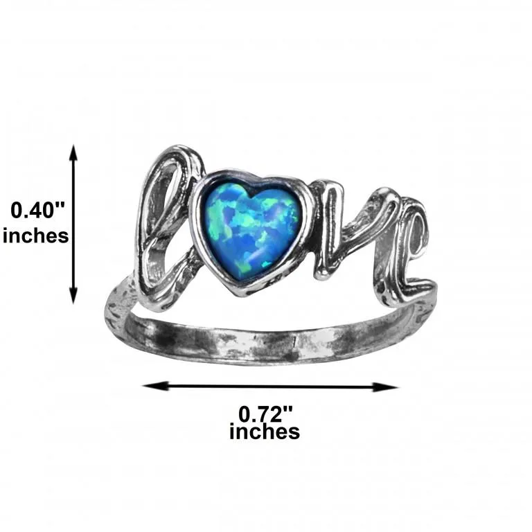 Heartfelt Elegance: Statement Silver Heart Opal Love Ring for Women