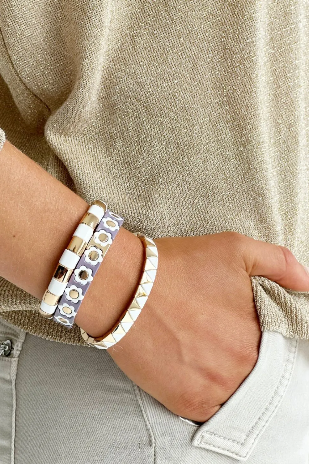 Hip to be square bracelet | White & Gold