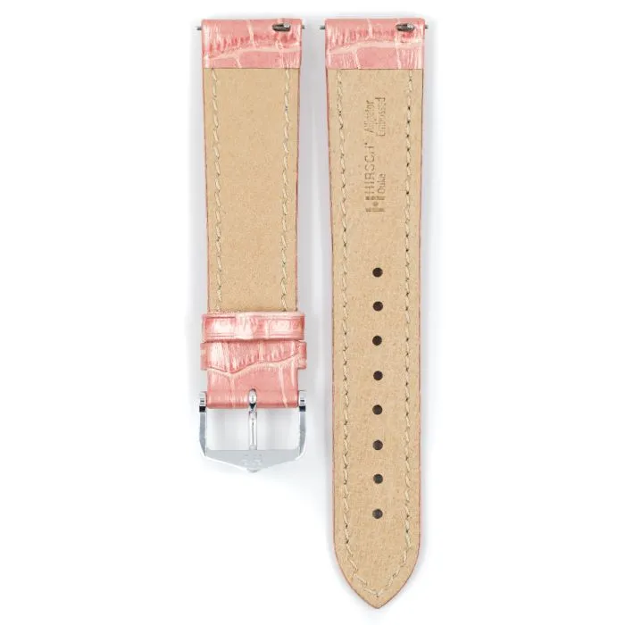 Hirsch DUKE METALLIC Calf Watch Strap in METALLIC ROSE