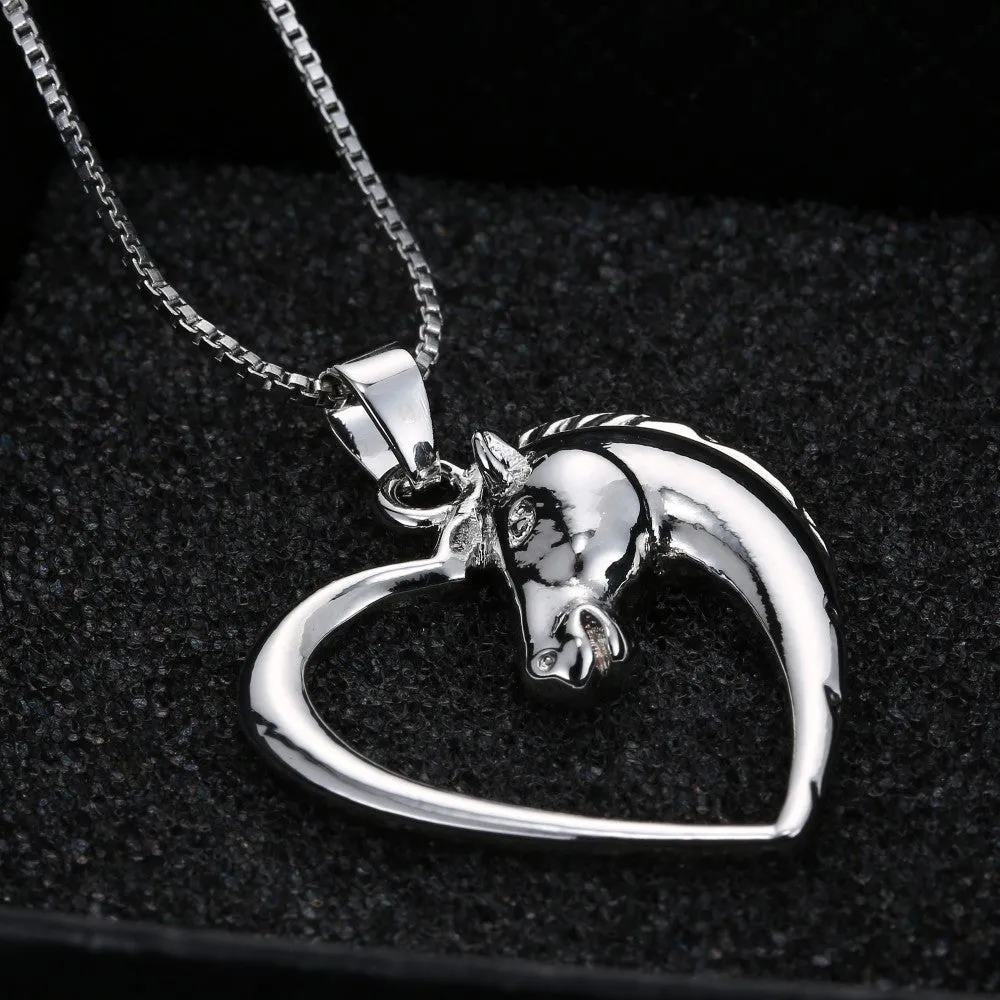 Horse In Heart Pendant Necklace