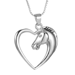 Horse In Heart Pendant Necklace