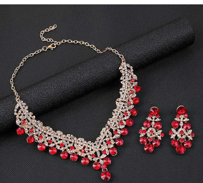 Hot Selling Bridal Jewelry Sets for Women Luxury Flower Choker Necklace Earrings Wedding Dress Bridal Necklace Set Fashion Jewelry