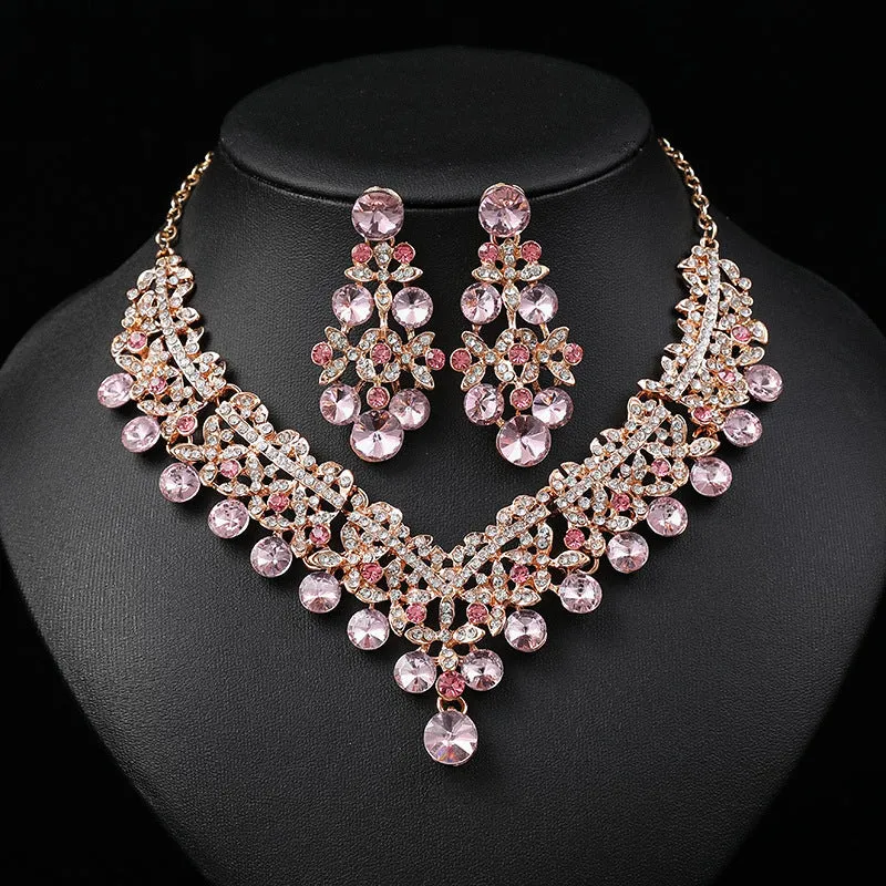 Hot Selling Bridal Jewelry Sets for Women Luxury Flower Choker Necklace Earrings Wedding Dress Bridal Necklace Set Fashion Jewelry