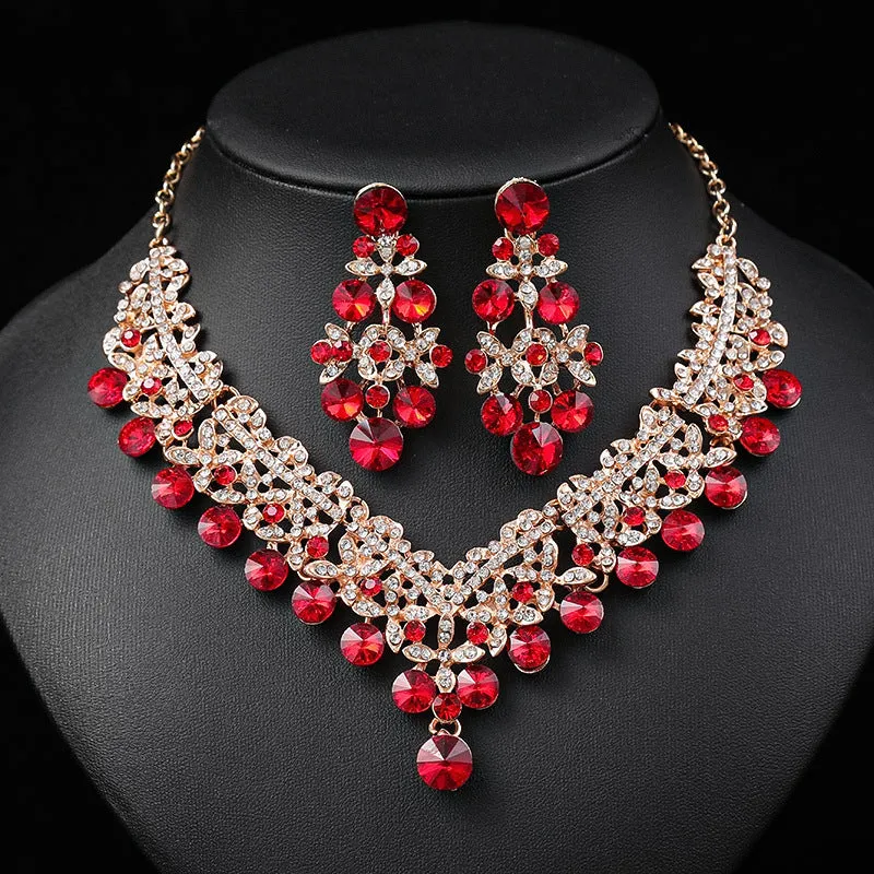 Hot Selling Bridal Jewelry Sets for Women Luxury Flower Choker Necklace Earrings Wedding Dress Bridal Necklace Set Fashion Jewelry