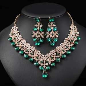 Hot Selling Bridal Jewelry Sets for Women Luxury Flower Choker Necklace Earrings Wedding Dress Bridal Necklace Set Fashion Jewelry