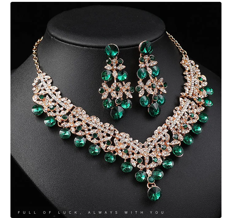 Hot Selling Bridal Jewelry Sets for Women Luxury Flower Choker Necklace Earrings Wedding Dress Bridal Necklace Set Fashion Jewelry