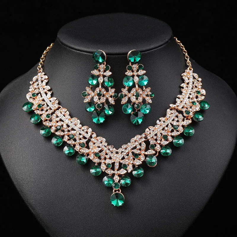 Hot Selling Bridal Jewelry Sets for Women Luxury Flower Choker Necklace Earrings Wedding Dress Bridal Necklace Set Fashion Jewelry