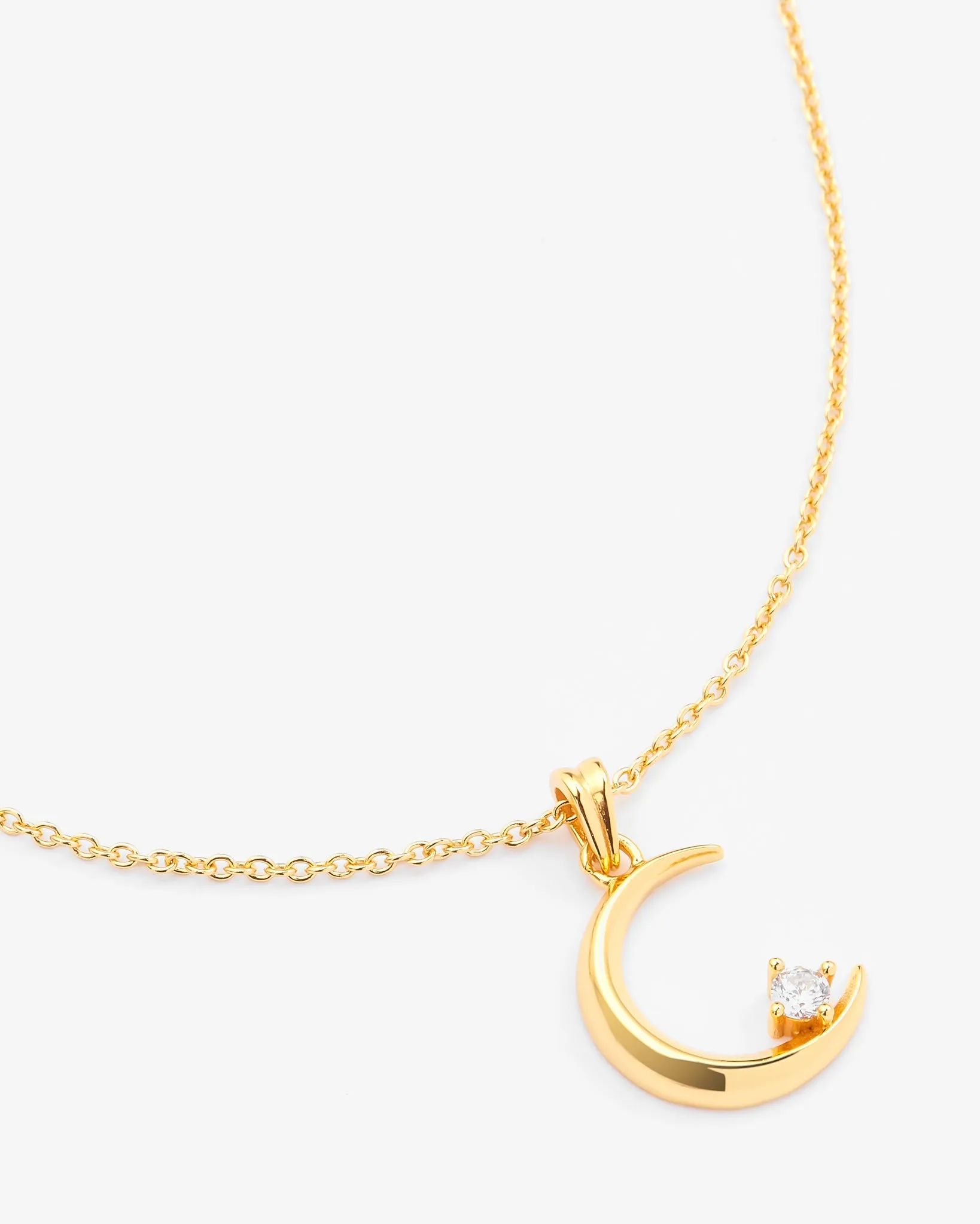 Iced Moon Necklace - Gold