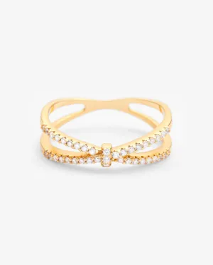 Iced Ribbon Ring - Gold