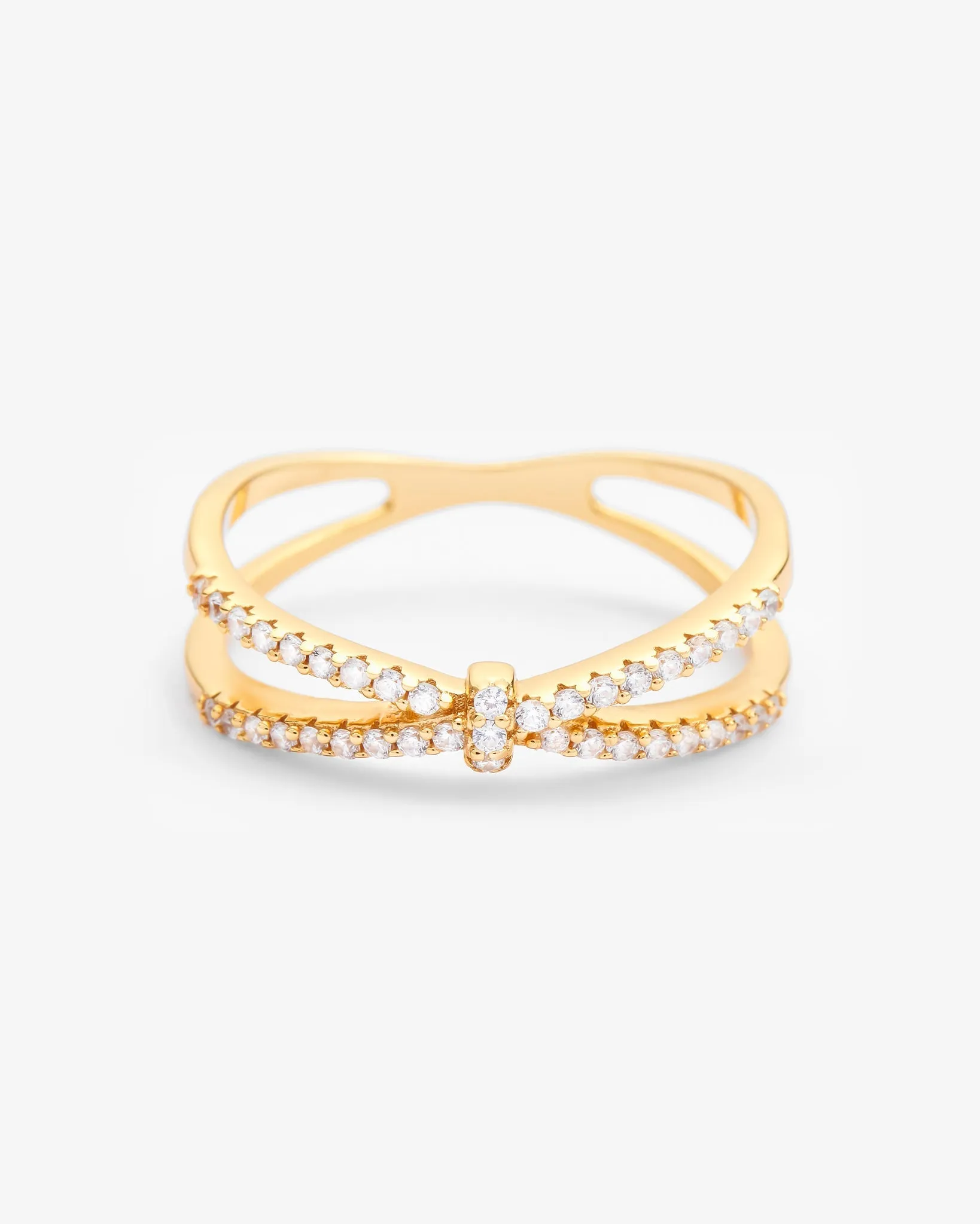 Iced Ribbon Ring - Gold