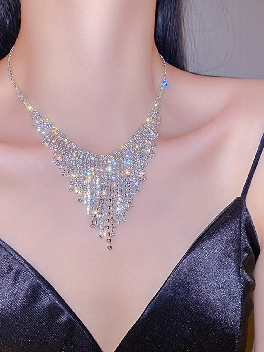 Inlay Stone Tassel Necklace MSE101007