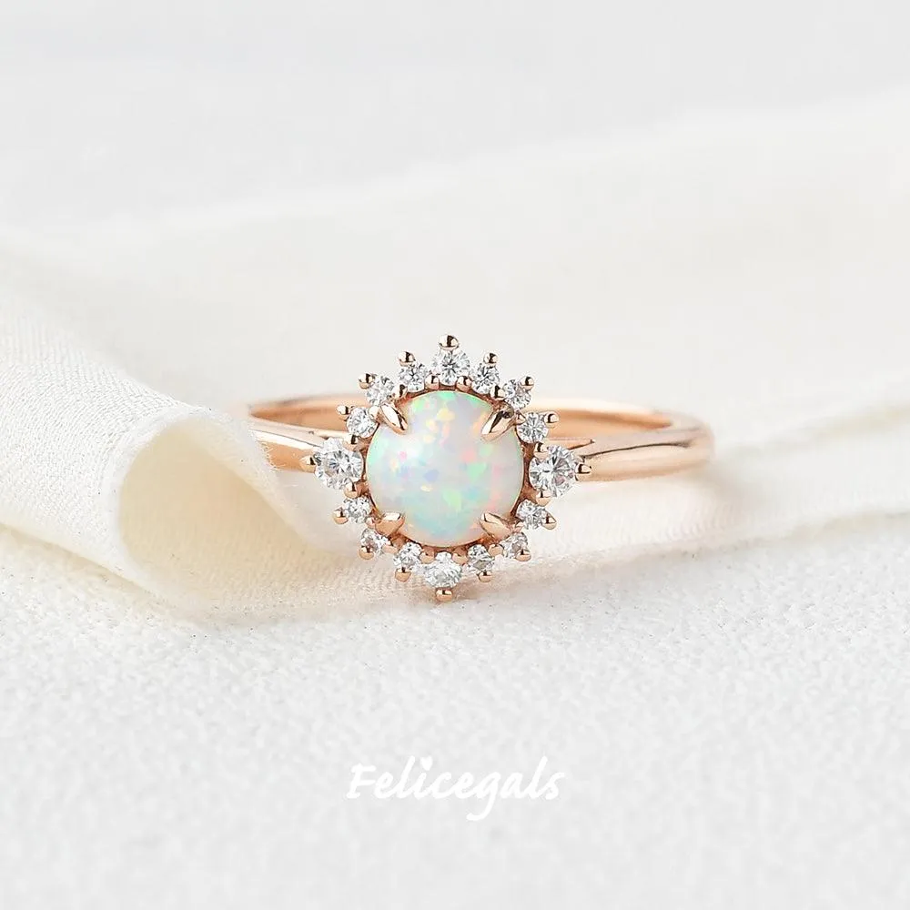 Lab Opal & Moissanite Rose Gold Ring