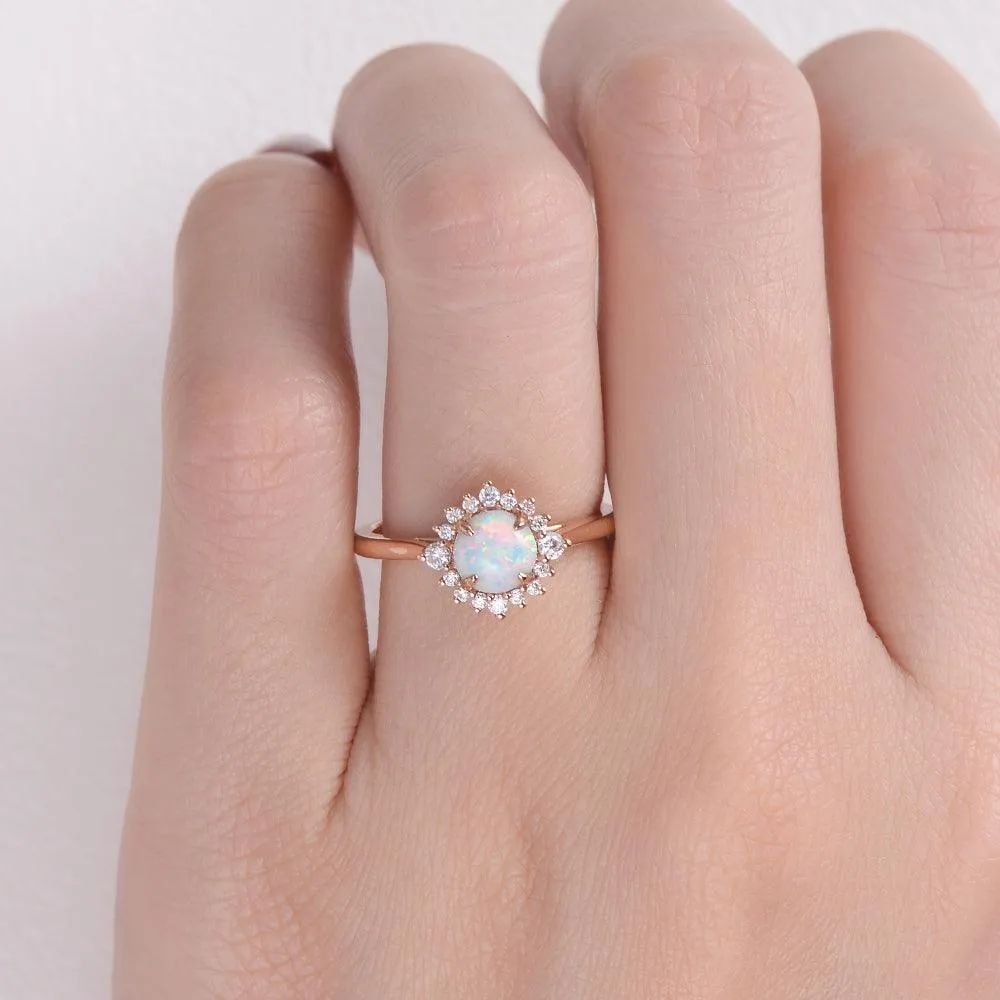 Lab Opal & Moissanite Rose Gold Ring