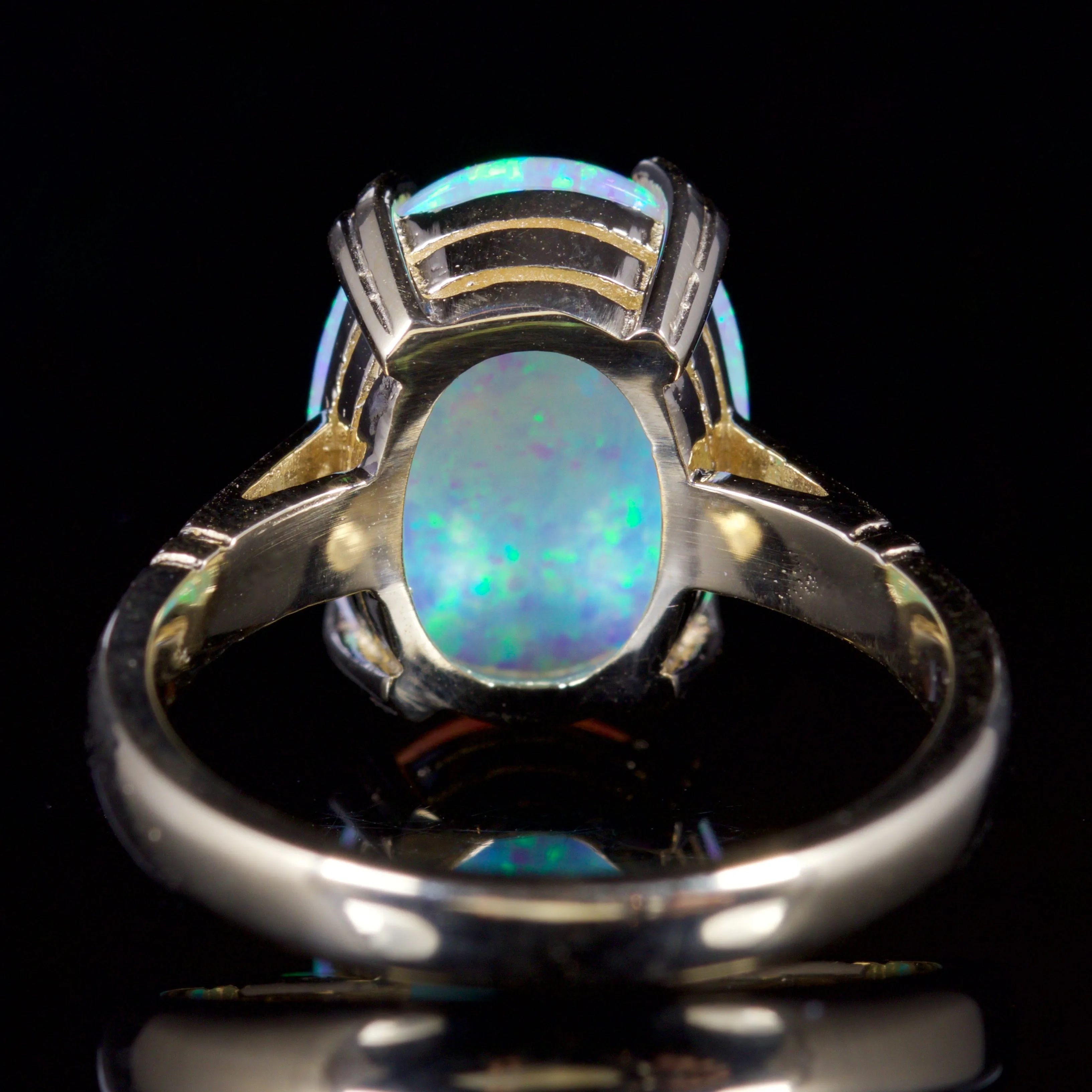 Large Opal Solitaire Ring 9Ct Gold Ring