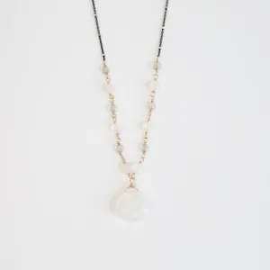 Large Rainbow Moonstone Drop Necklace