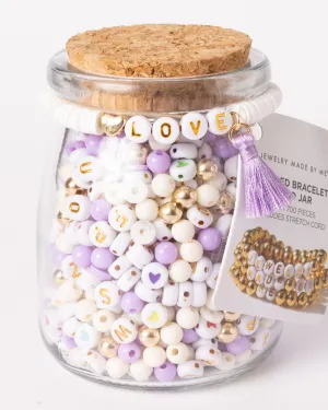 Lavender Heishi LOVE Metallic Gold Letter and Heart Bead Jar