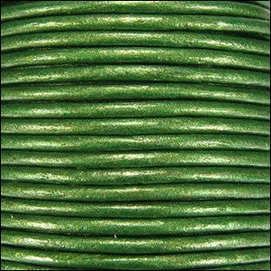 Leather Cord - 1.5mm - olive green metallic