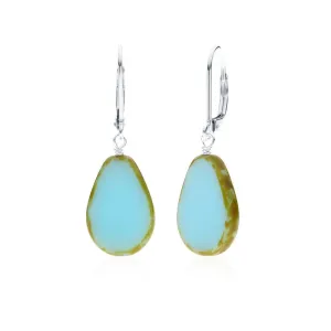 Light Sky Blue glass Beaded Teardrop Earring