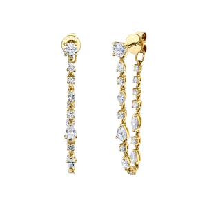 LONG MULTI SHAPED DIAMOND LOOP EARRINGS