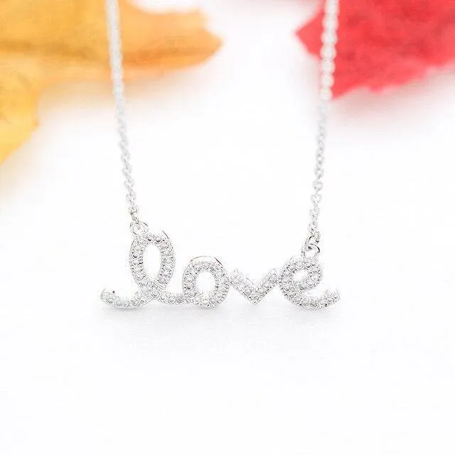 LOVE Letter Pendant Necklace Sweet Romance Women's Jewelry Engagement Marriage Love Symbol Valentine's Day Anniversary Gift