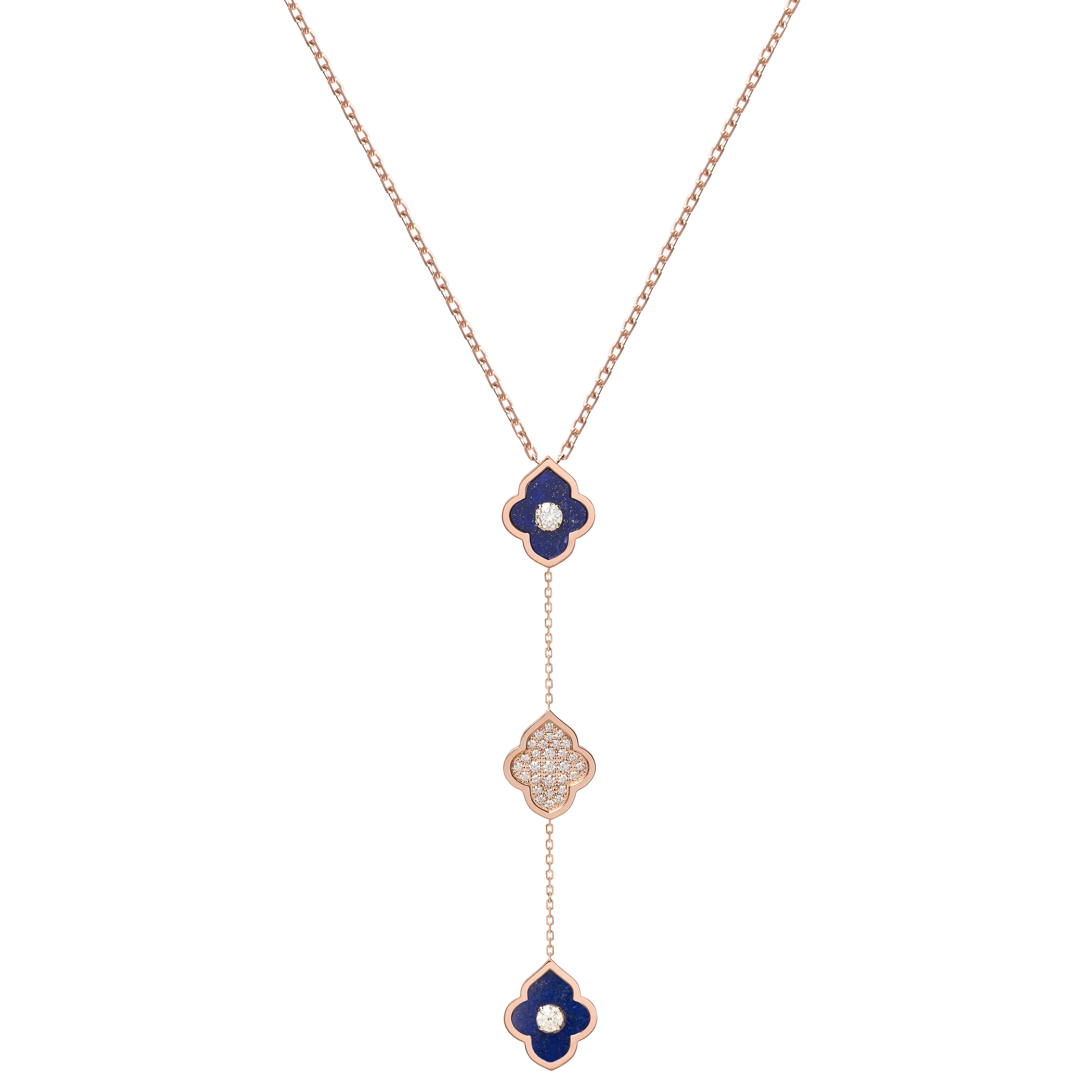 LUCE COLOUR - NECKLACE ROSE GOLD PAVE LAPIS LAZULI & 2 DIAMONDS S