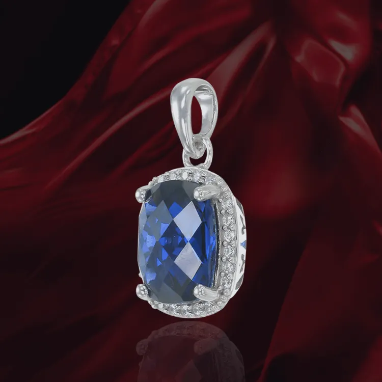 Luscious Blue Sapphire Pendant with Halo