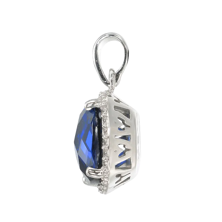 Luscious Blue Sapphire Pendant with Halo