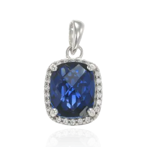 Luscious Blue Sapphire Pendant with Halo