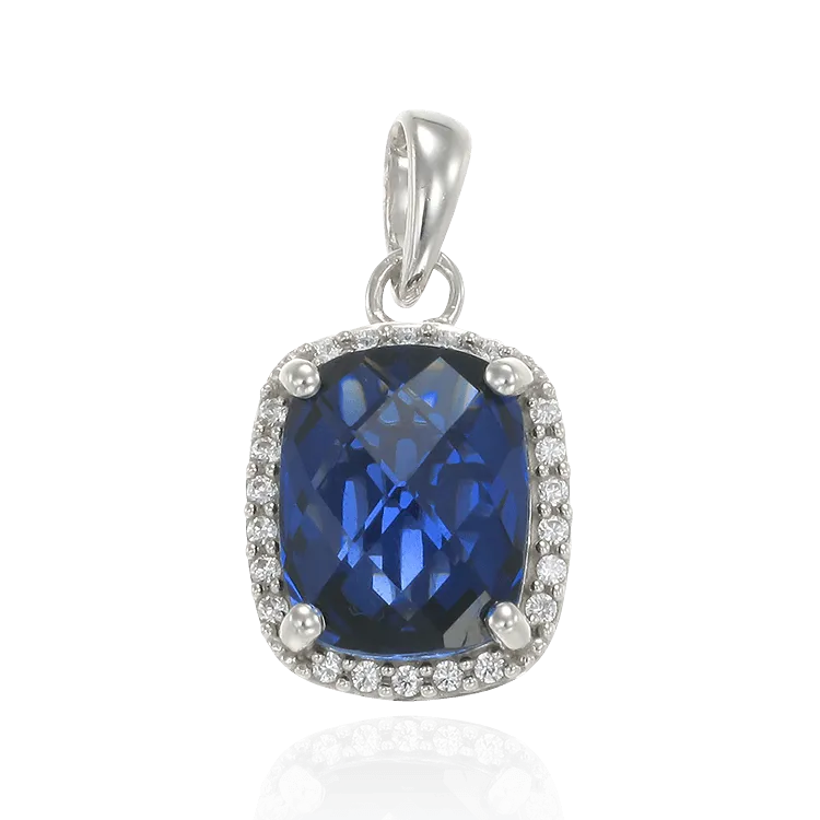 Luscious Blue Sapphire Pendant with Halo