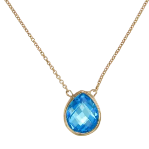 Lustrous 18K Gold Vermeil Blue Drop Pendant