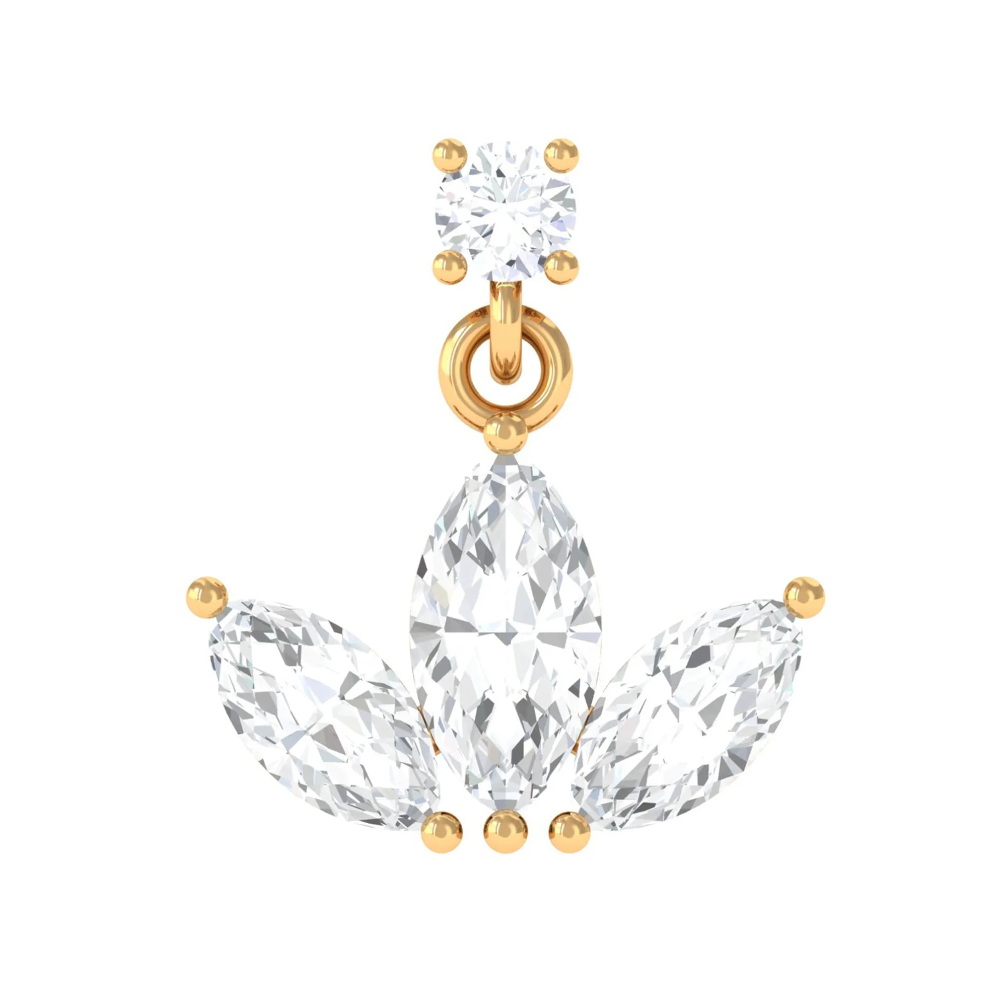 Marquise Diamond Lotus Cartilage Drop Earring