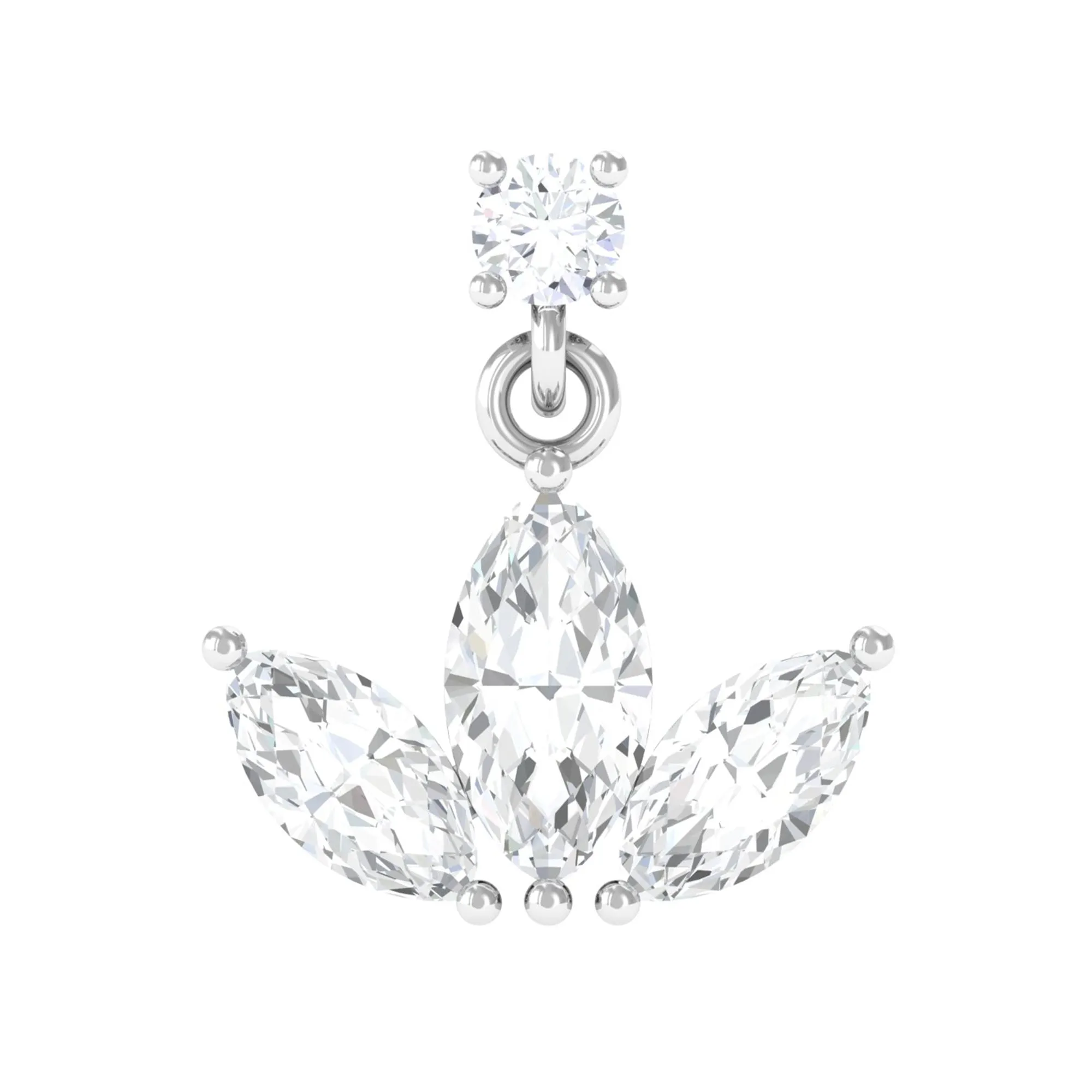 Marquise Diamond Lotus Cartilage Drop Earring