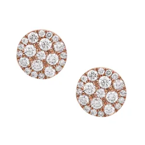 Men's Round Halo Cluster Diamond Stud Earrings 1.62ct 14K Rose Gold