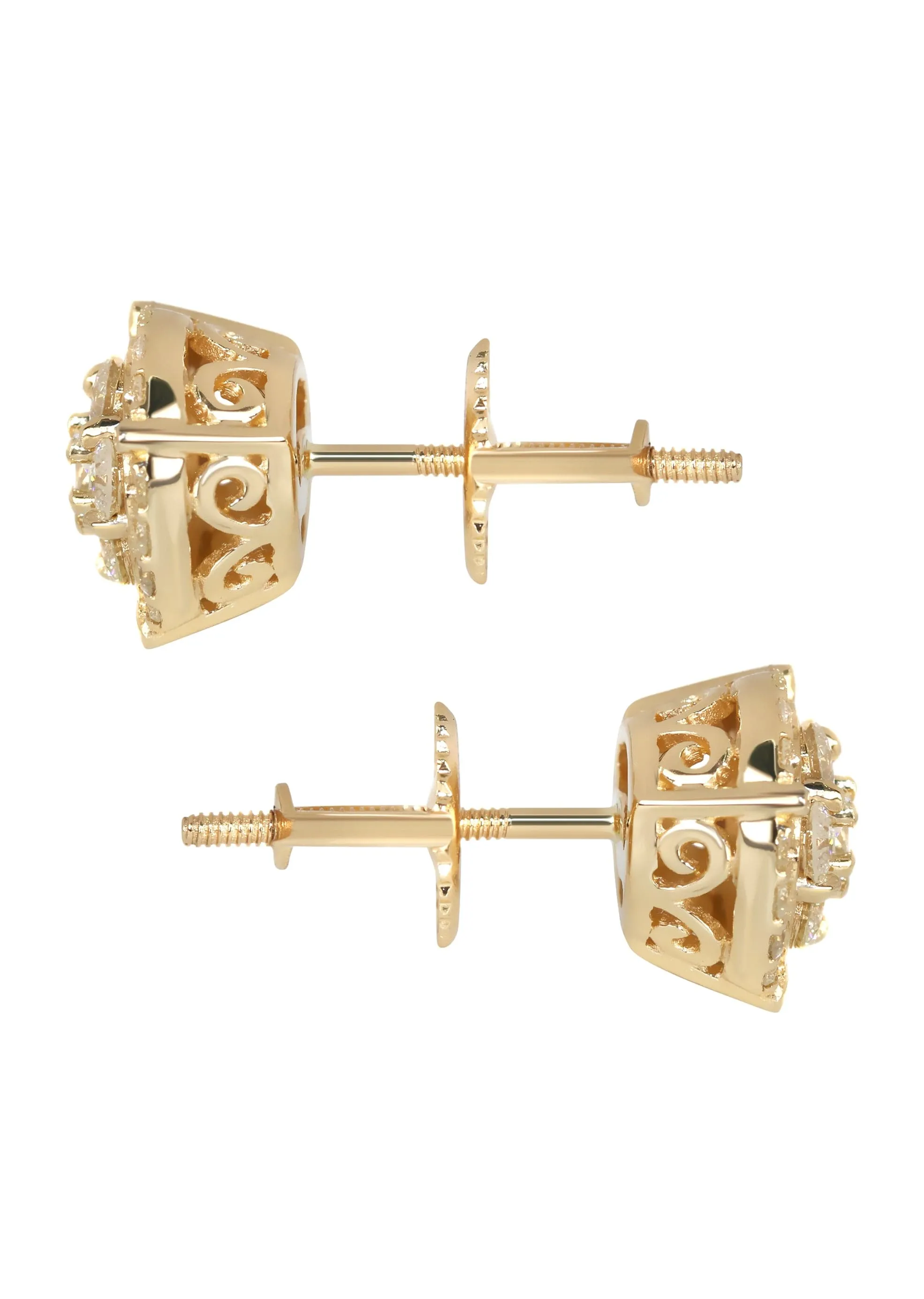 Mens Stud Diamond Earrings | 0.85 Carats 14K Yellow Gold