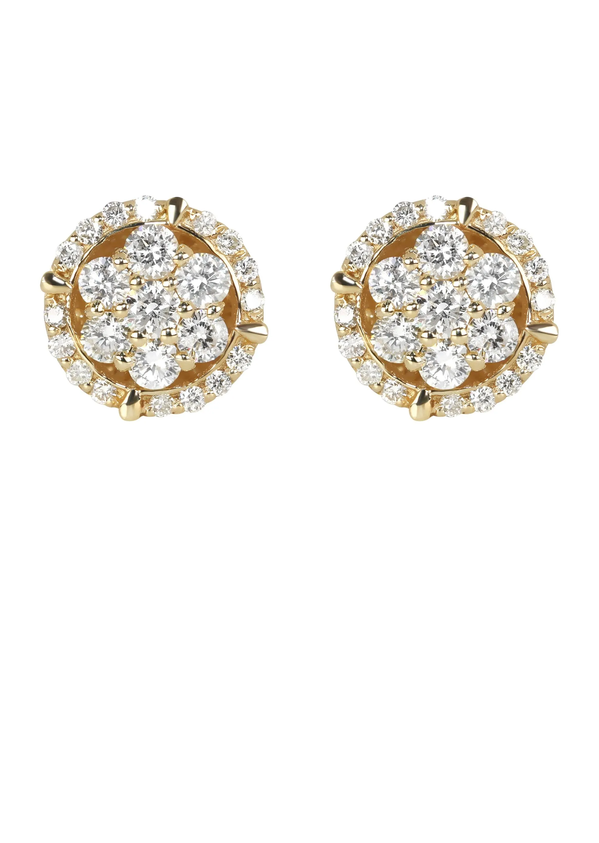 Mens Stud Diamond Earrings | 0.85 Carats 14K Yellow Gold