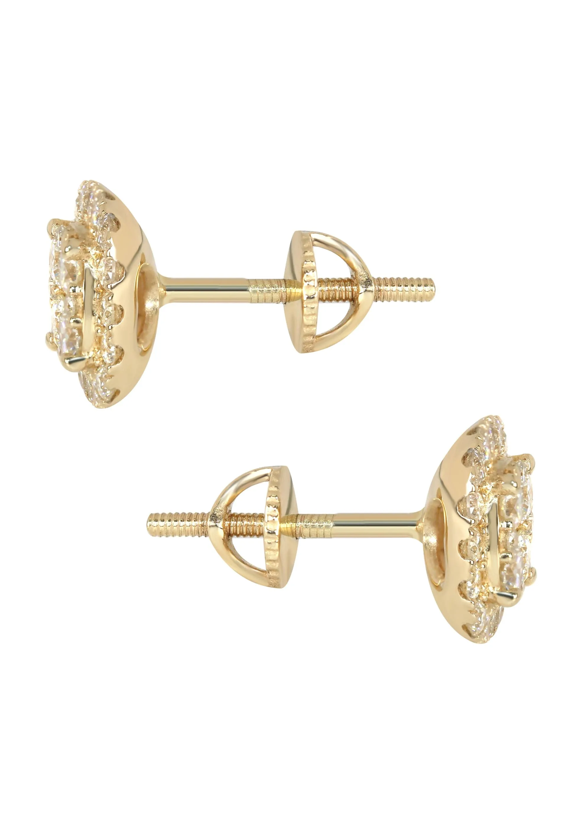 Mens Stud Diamond Earrings | 0.91 Carats 14K Yellow Gold