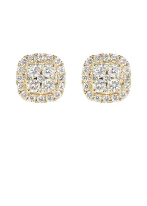 Mens Stud Diamond Earrings | 0.91 Carats 14K Yellow Gold