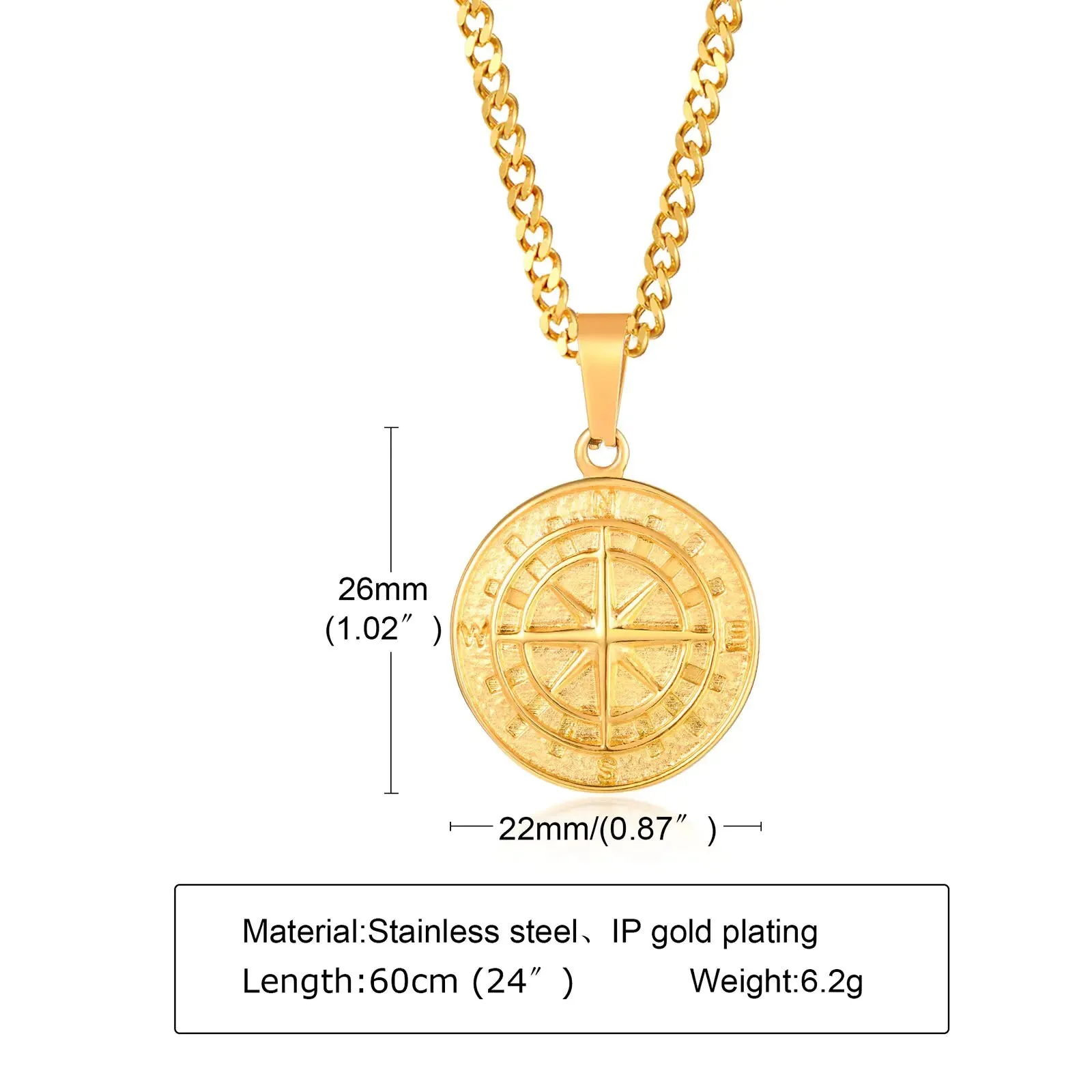 Men's Vintage Viking North Star Anchor Medal Compass Pendant Necklaces