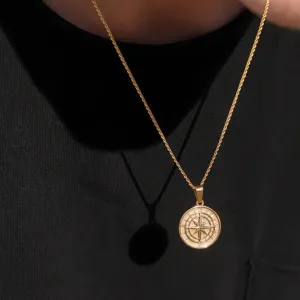 Men's Vintage Viking North Star Anchor Medal Compass Pendant Necklaces