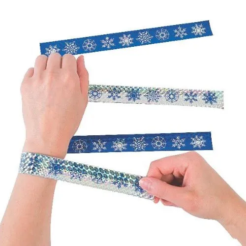 Metallic Snowflake Slap Bracelets