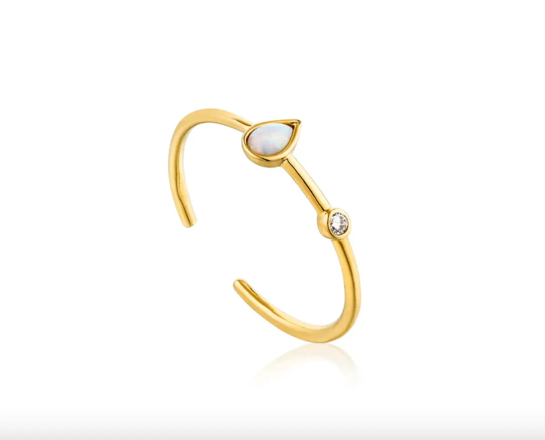 Mineral Glow - Opal Colour raindrop Gold Ring