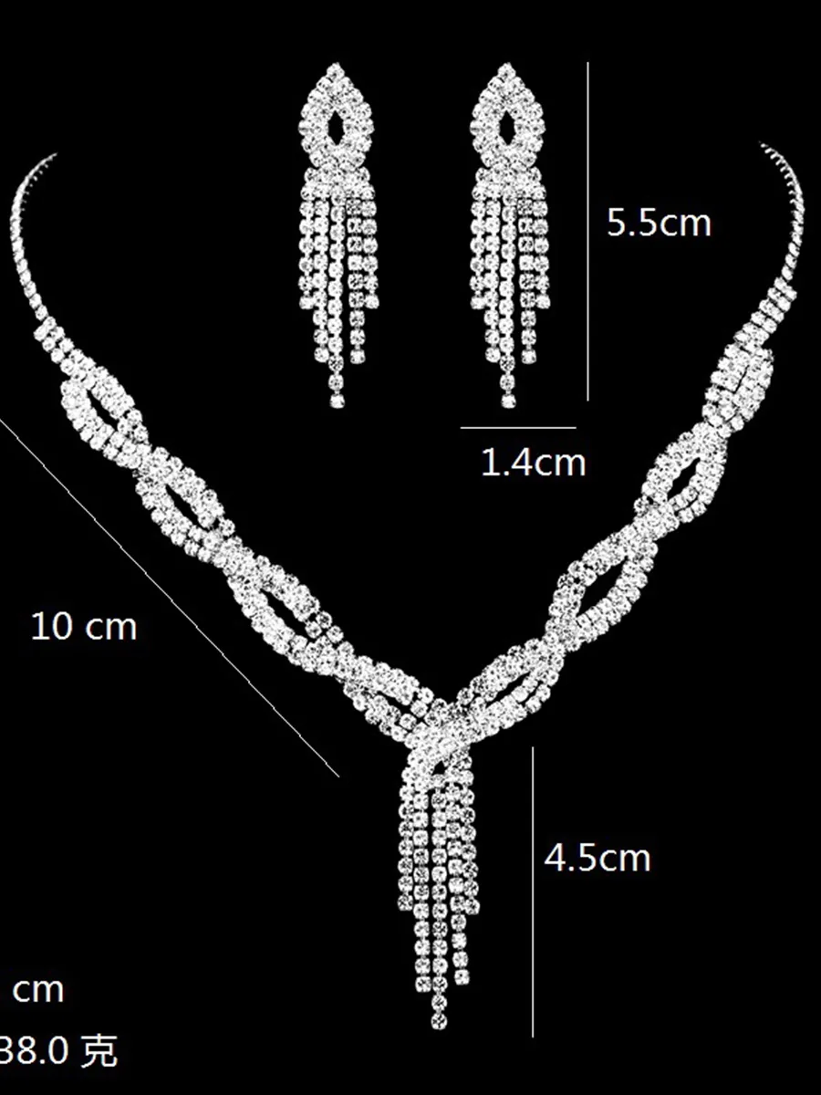 Missord Inlay Stone Tassel Necklace Earring Set MRL1023