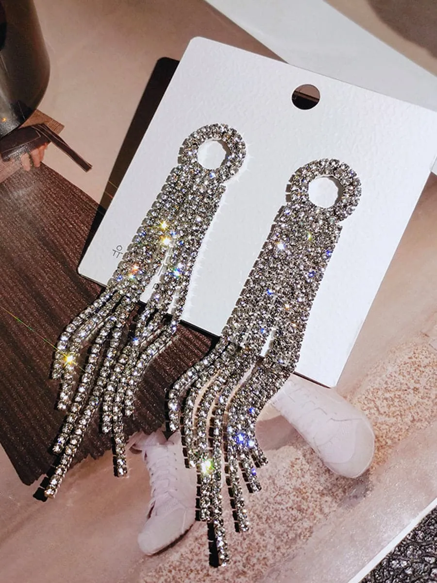 Missord S925 Silver Needle Circle Tassel Zircon Earrings MSE101072