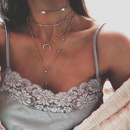 Multi-layer Choker Chain Necklaces