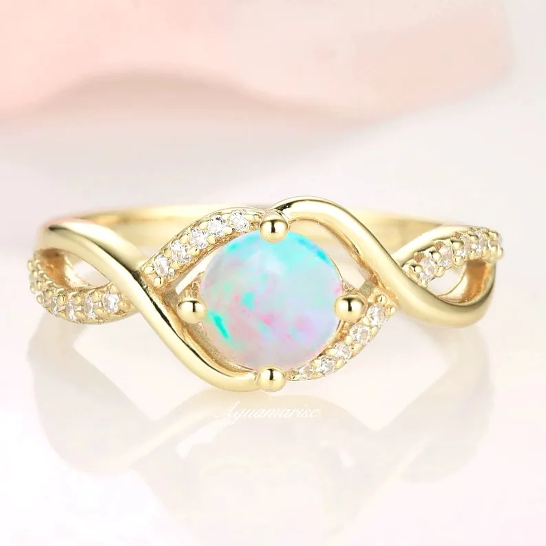 Natural Australian Opal Ring-14K Yellow Gold Vermeil