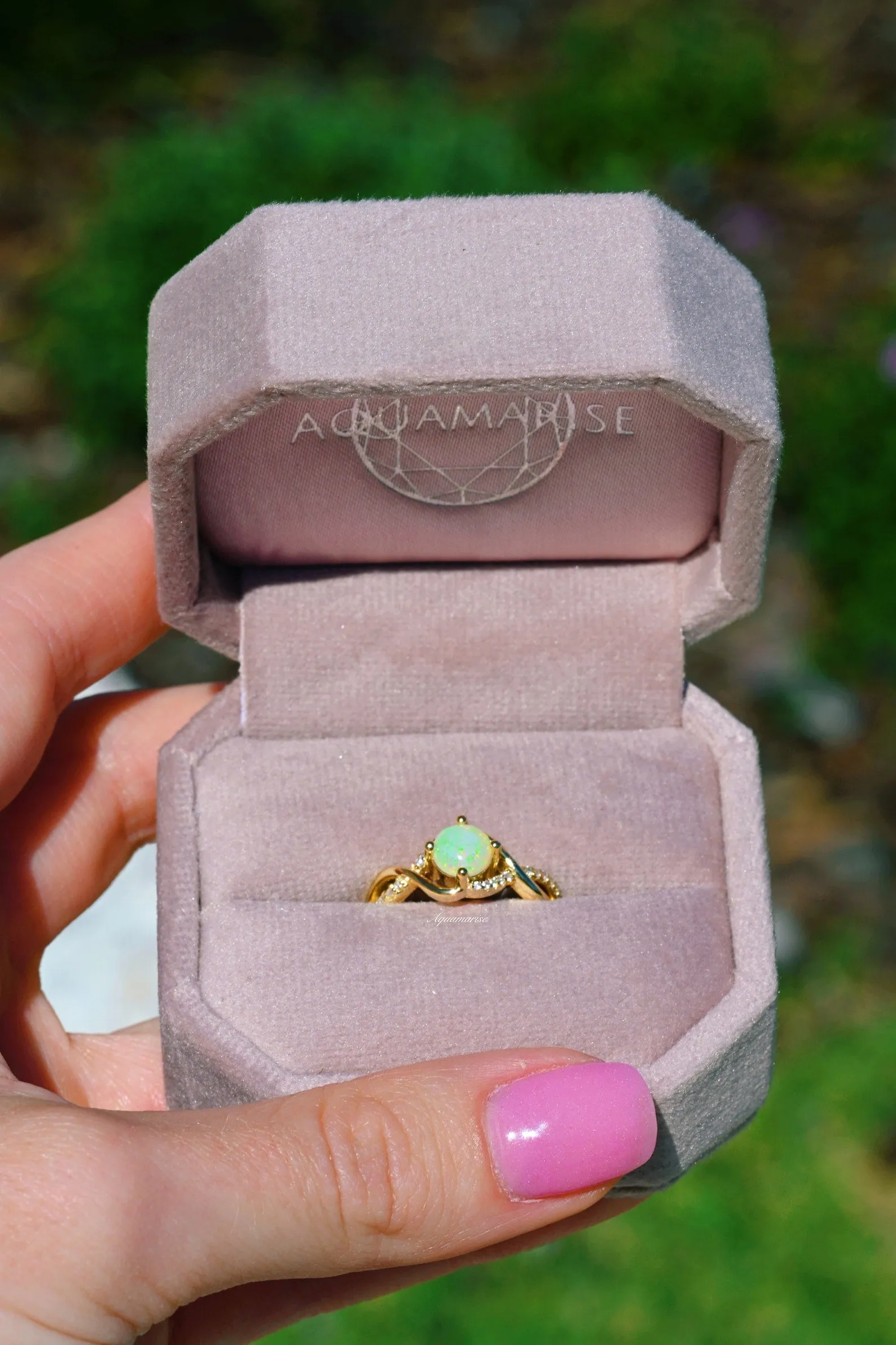 Natural Australian Opal Ring-14K Yellow Gold Vermeil