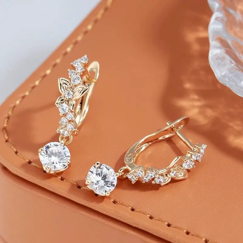 Natural Zircon Dazzling Hollow Butterfly Dangle Earring