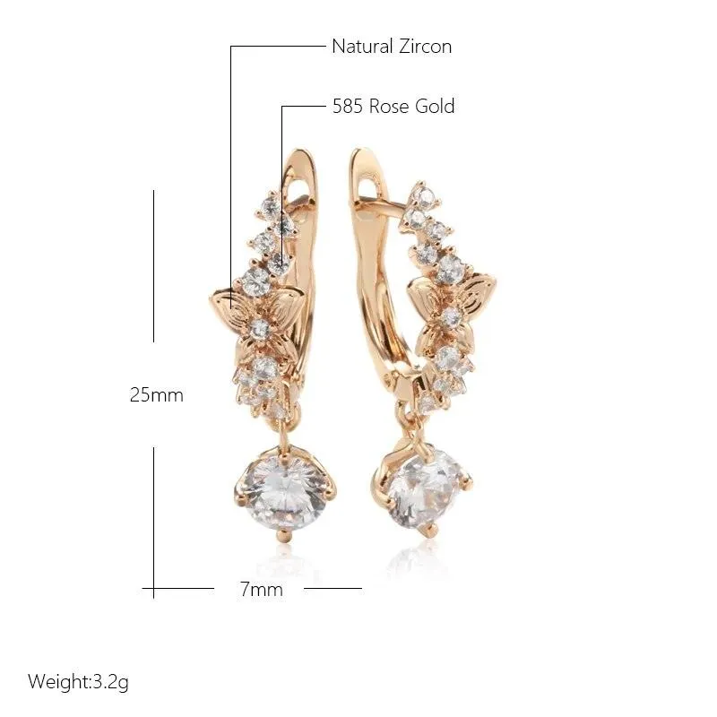 Natural Zircon Dazzling Hollow Butterfly Dangle Earring