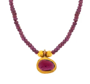 Nava Zahavi Yellow Gold Garnet drop Necklace