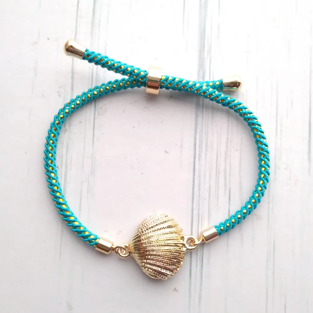 Olivia 2 Clamshell Metallic Cord Slider Bracelet